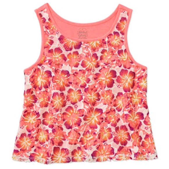 NWT Faded Glory girl's floral lace tank top. M, L - Picture 1 of 4